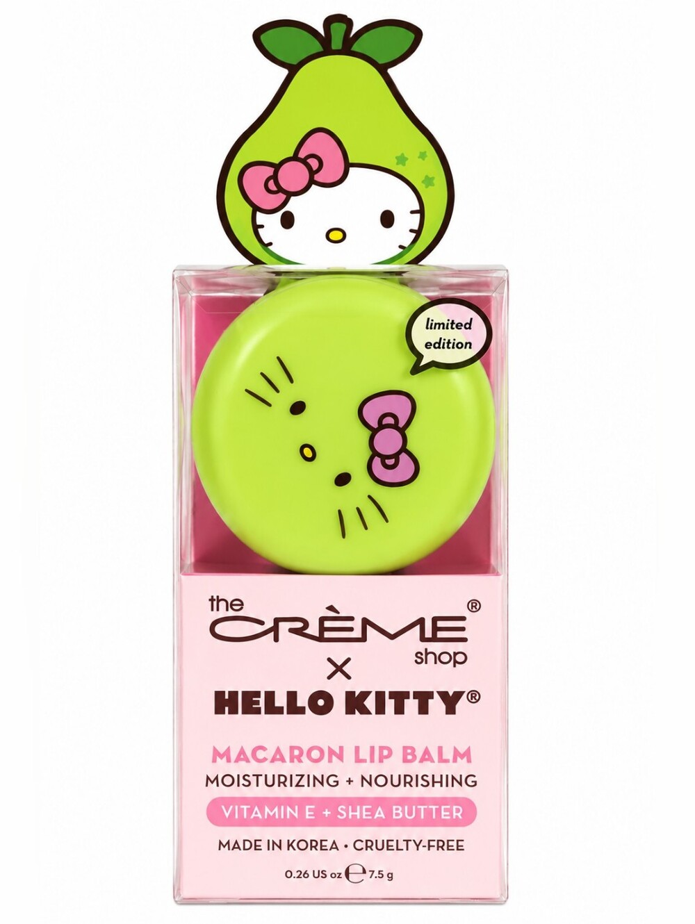 Limited Edition Hello Kitty x The Crème Shop Pear Macaroon Lip Balm NWT